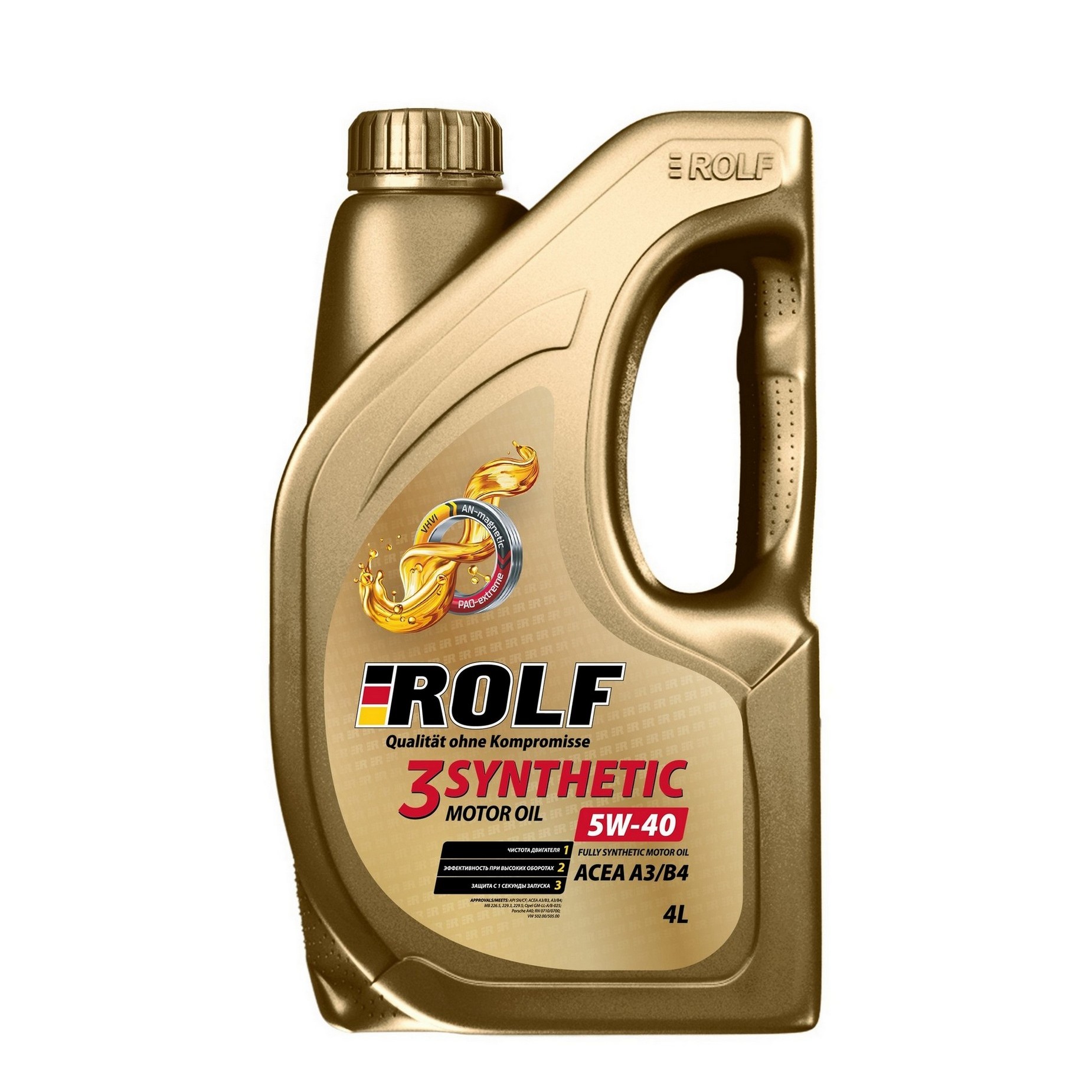 5W40 A3/B4 ROLF 3-SYNTHETIC 4л (пластик) синтетическое от магазина Лубриком