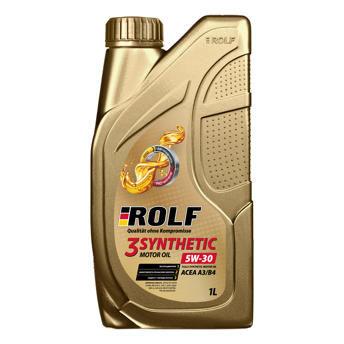 5W30 A3/B4 ROLF 3-SYNTHETIC 1л (пластик) синтетическое от магазина Лубриком
