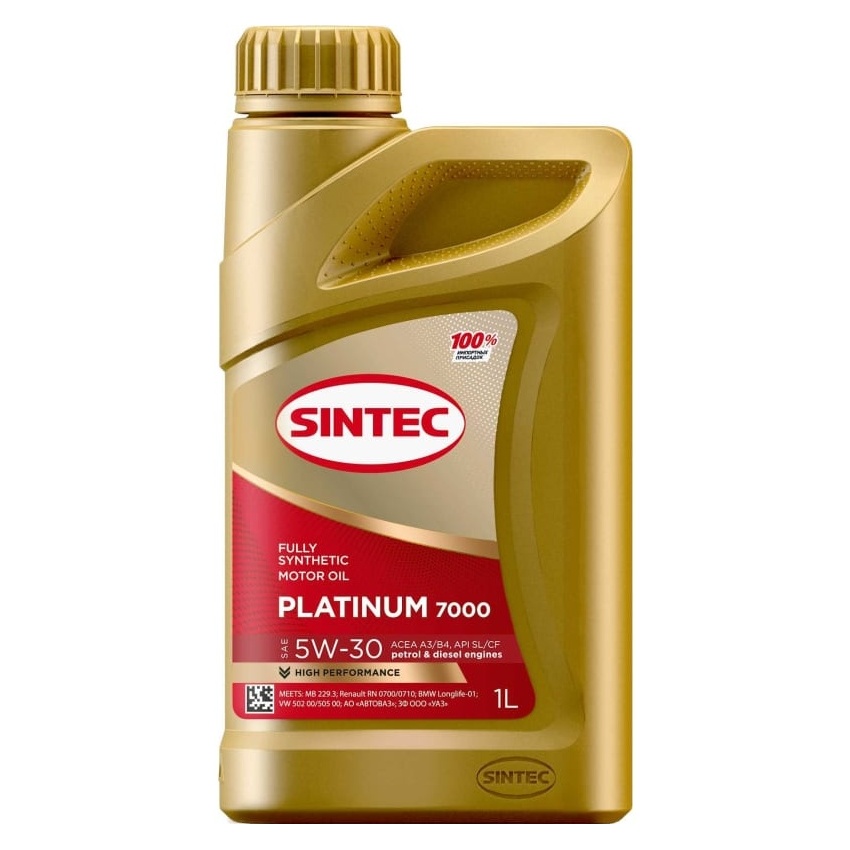 5W30 A5/B5 SL/CF SINTEC PLATINUM 7000 1л синтетическое от магазина Лубриком