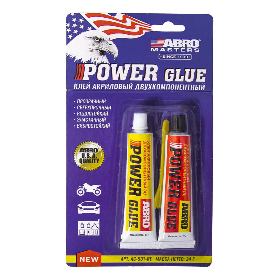 501-RE-AC Клей акриловый двухкомпонентный ABRO MASTERS 34гр от магазина Лубриком