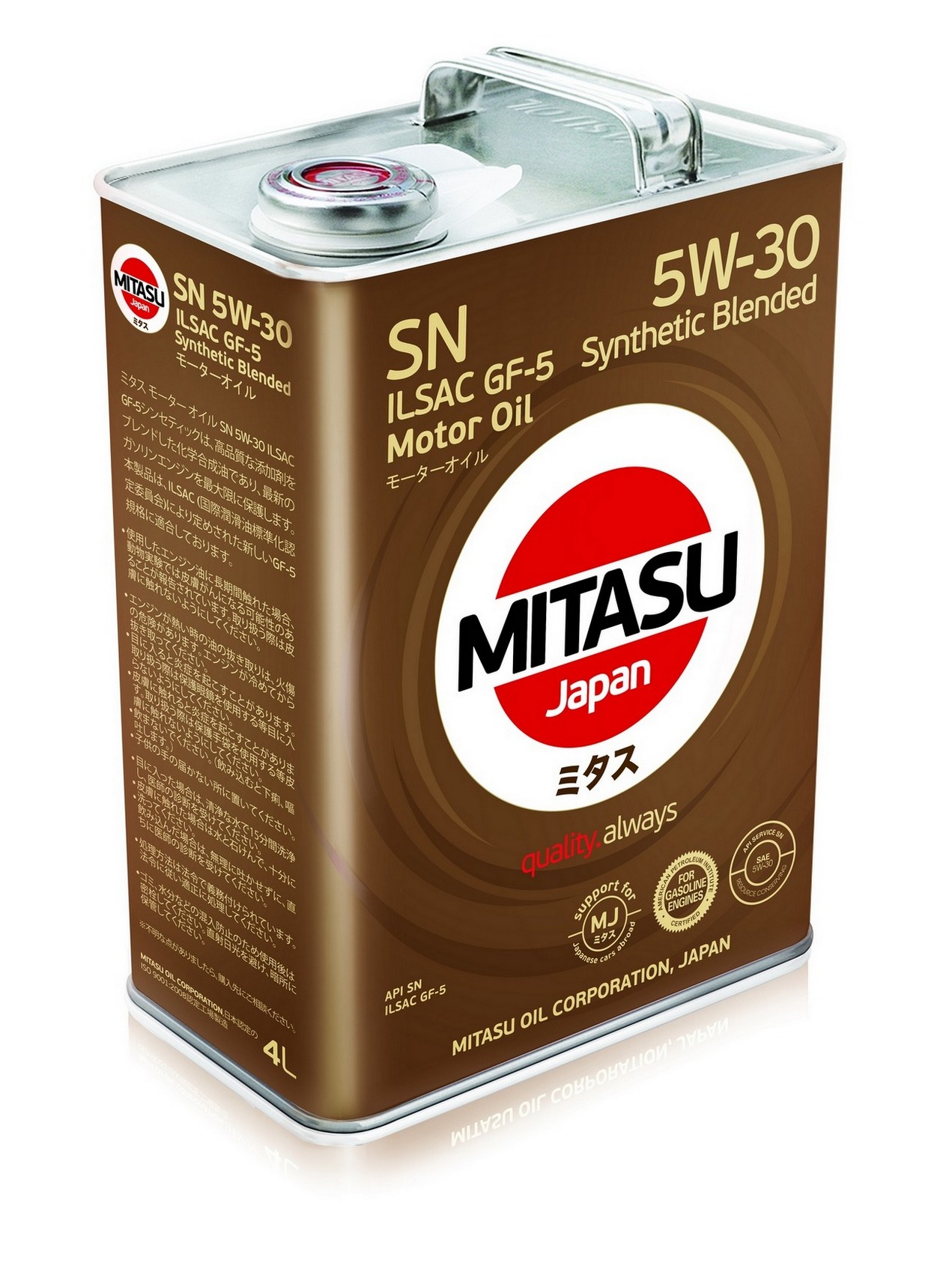 5W30 SN MITASU MOTOR OIL 4л п/синтетическое от магазина Лубриком