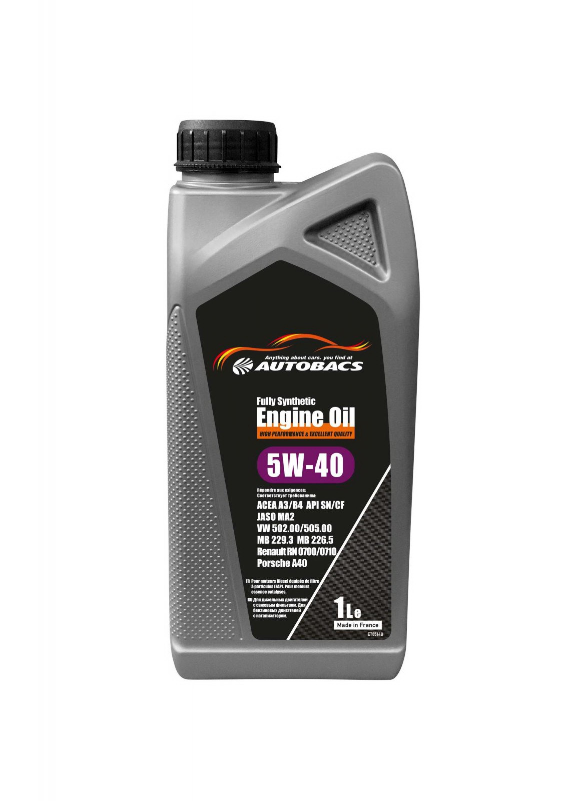 5W40 ACEA A3/B4 API SN/CF AUTOBACS FULLY SYNTHETIC ENGINE OIL 1л от магазина Лубриком