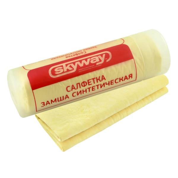 Салфетка замша искус 43*32см  SKYWAY малая в тубе от магазина Лубриком