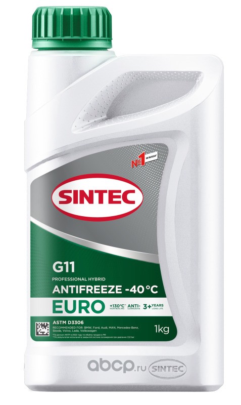 Антифриз Sintec ANTIFREEZE Euro G11 green -40 1кг от магазина Лубриком