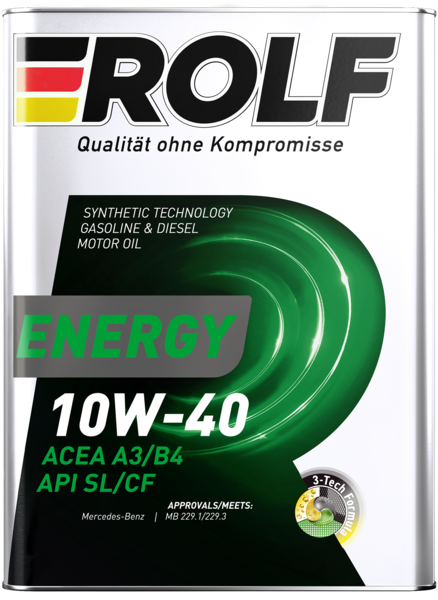 10W40 A3/B4 SL/CF ROLF ENERGY 4л (металл) п/синтетическое от магазина Лубриком
